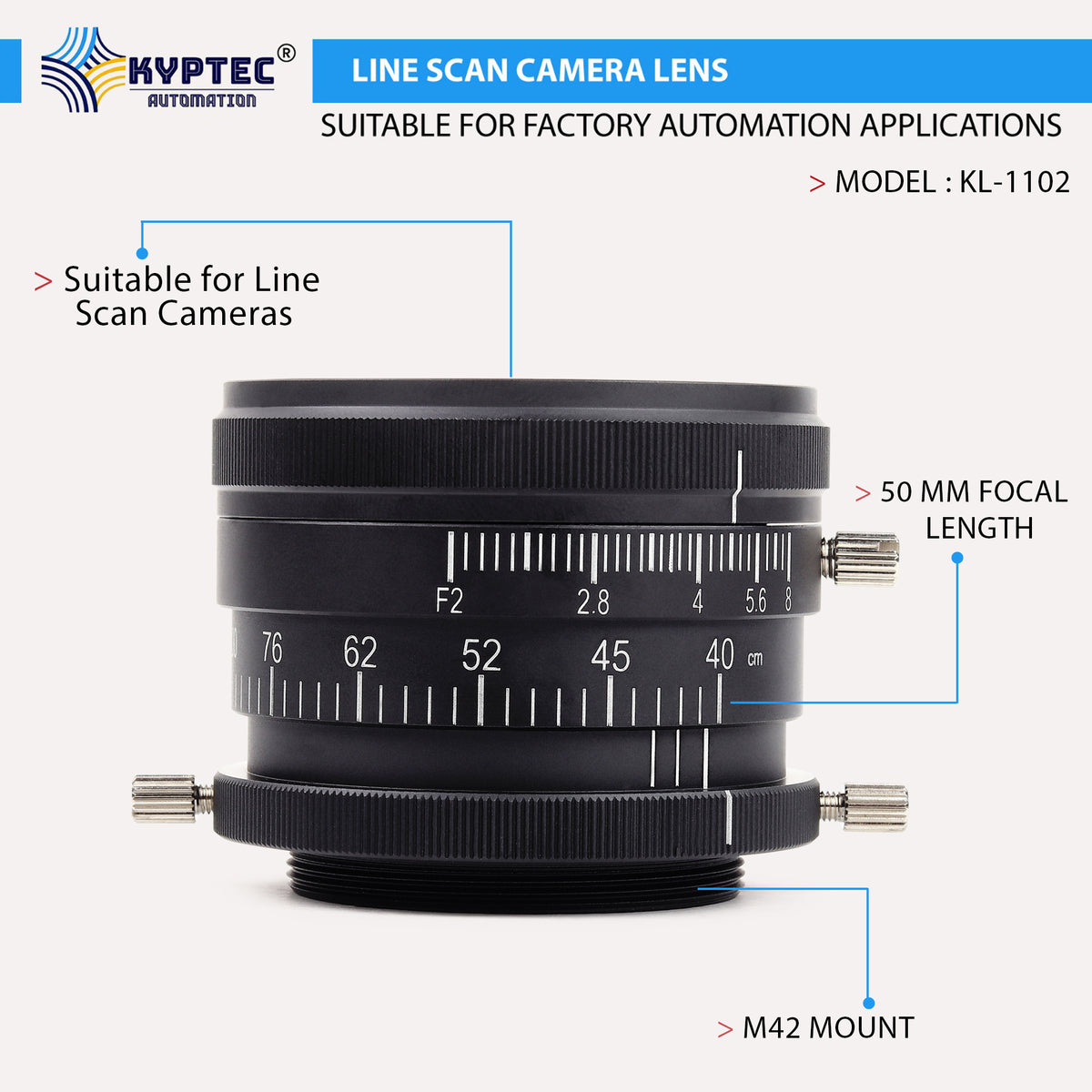 50 MM Line Scan Camera lens Suitable for Line Scan Cameras