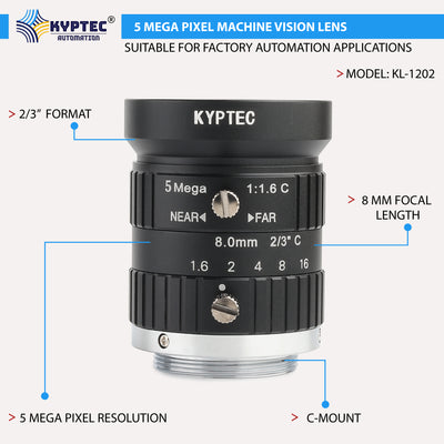 8 MM Machine Vision Lens With 5 MegaPixel & 2/3" Format Lens