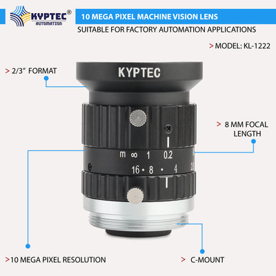 8 MM Machine Vision Lens With 10 MegaPixel & 2/3" Format Lens